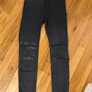 Black Jeggings with Faux Leather Knees